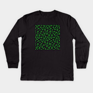 Green Bacteria Virus Microbes Pattern Kids Long Sleeve T-Shirt